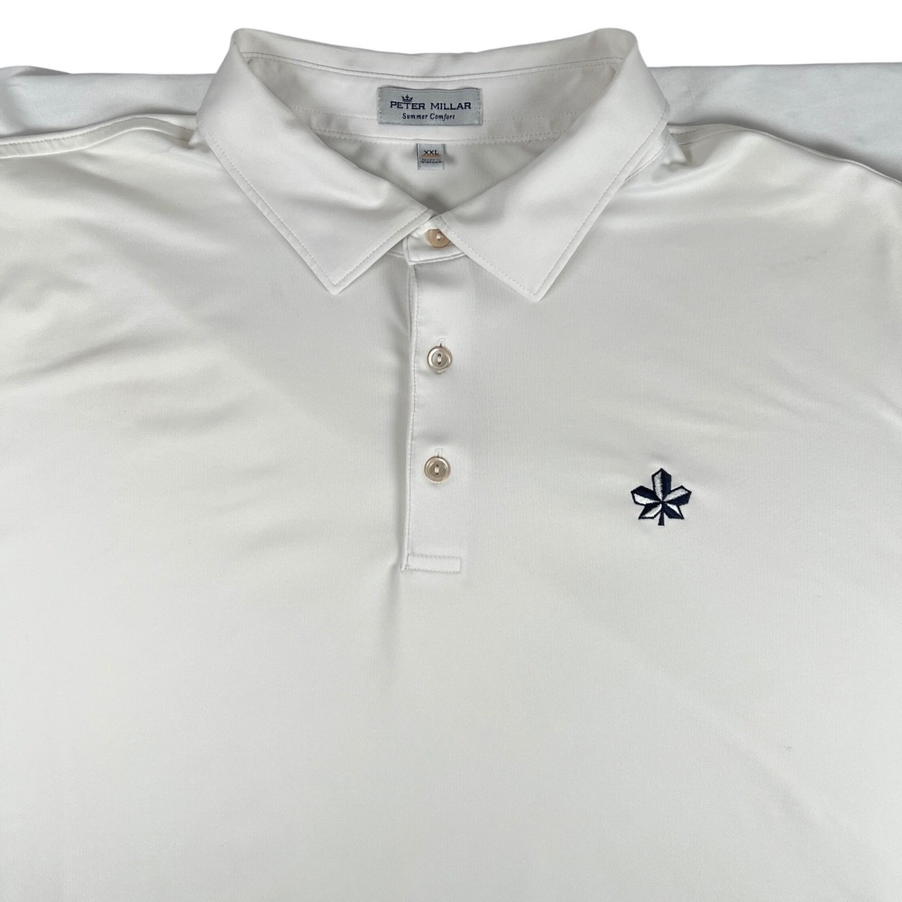 Peter Millar Polo Mens XXL White Summer Comfort Performance Short Sleeve Logo